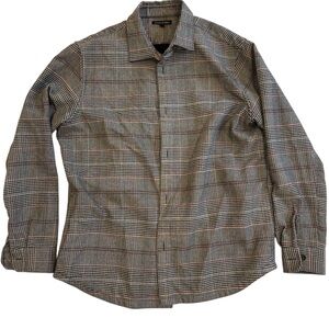 Men's Banana Republic Italian Wool Brown/ Cream Plaid Overshirt Size: XL Tall